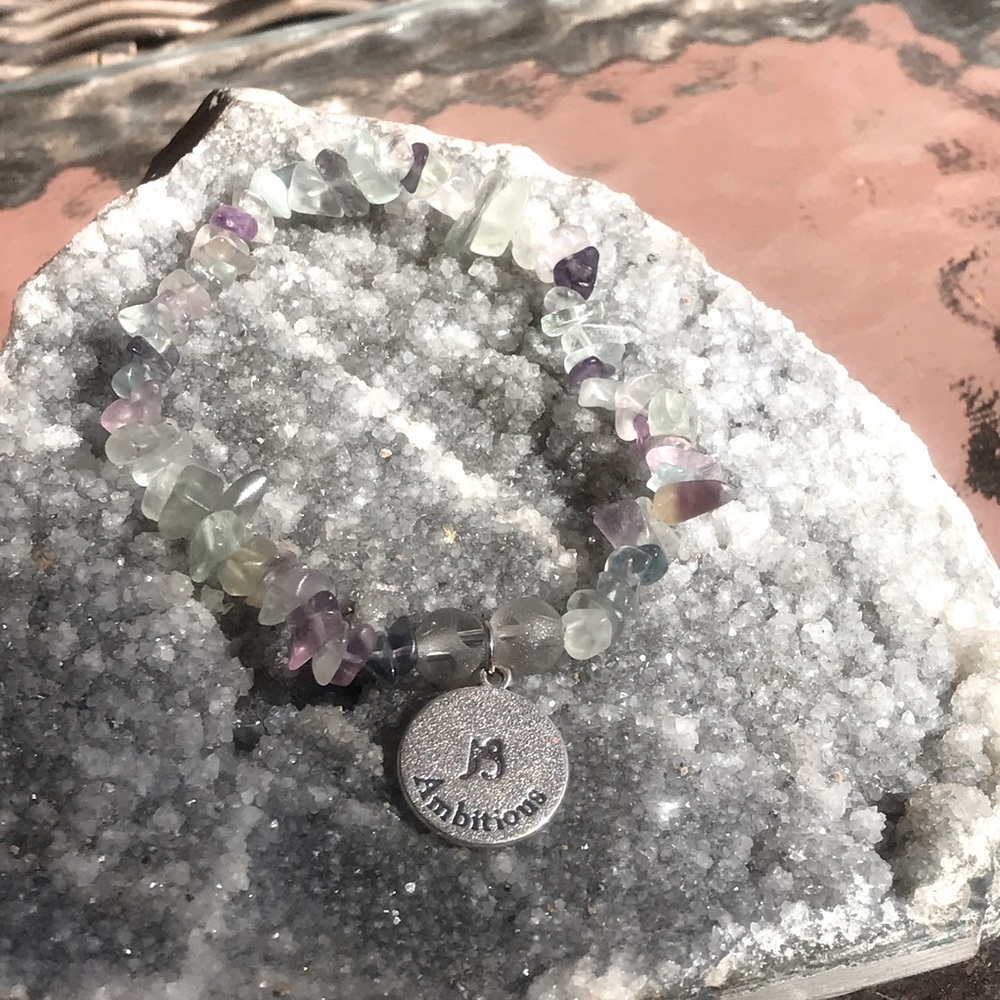 Rainbow fluorite Capricorn stretch bracelet